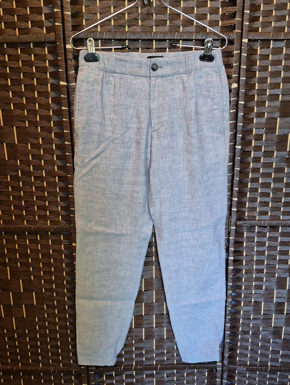 Club Monaco Light Gray Linen-Blend Track Pants